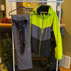 Mens Karbon Ski Gear :Jacket 2XL Pant w/ suspenders XL